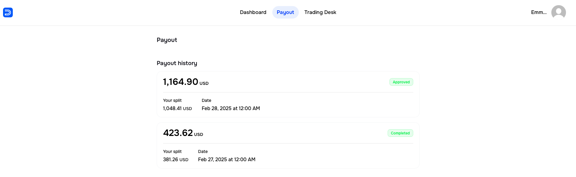 Purdia Capital February Payout